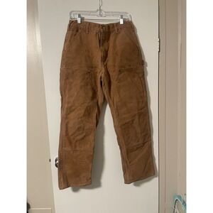Vtg Carhartt Mens 32x30 B01 BRN Distress Double Knee Canvas Carpenter Pants Y2K